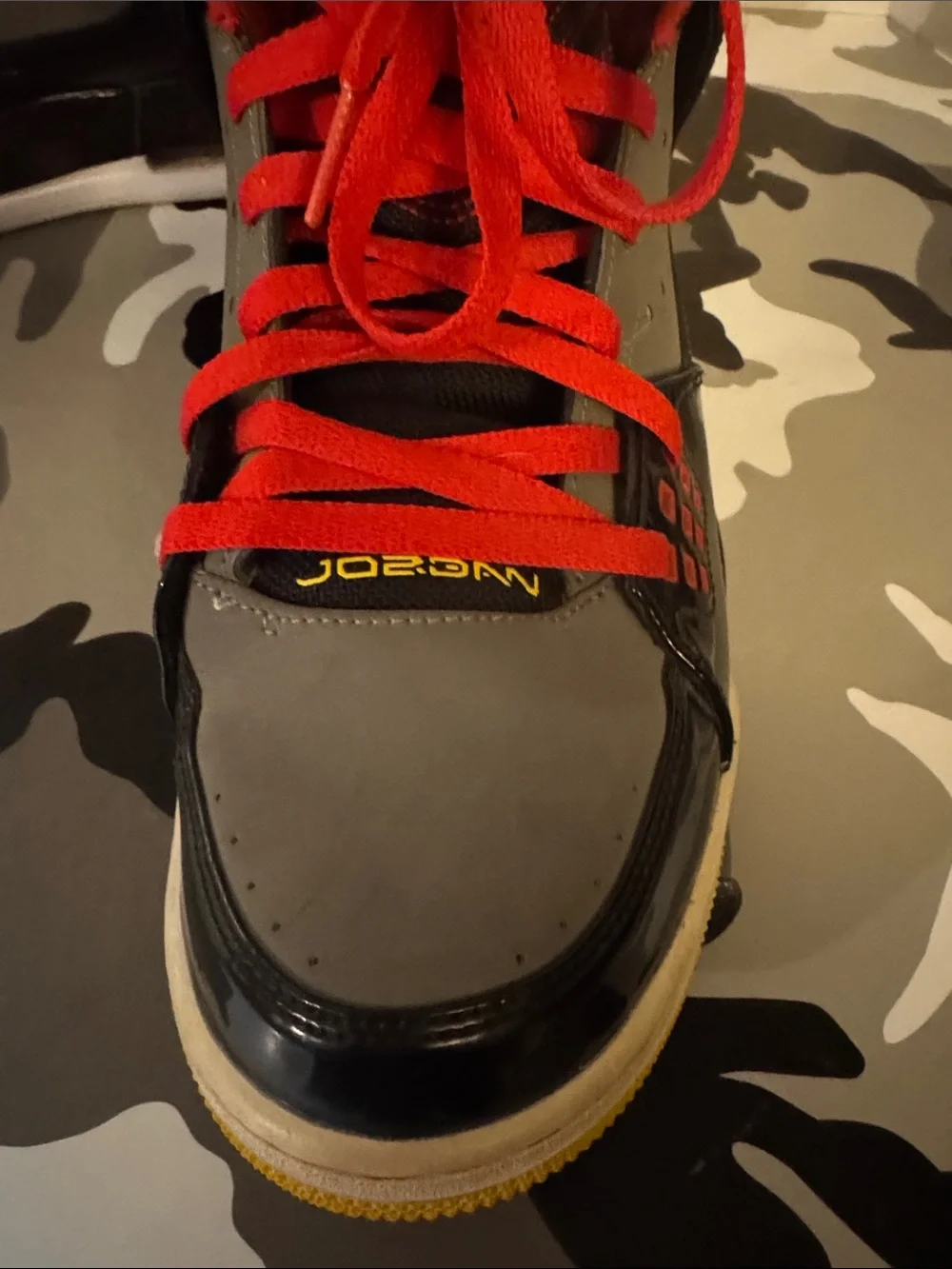Jordan Men's High-Top Sneakers in Black/Gray/Red/Yellow
